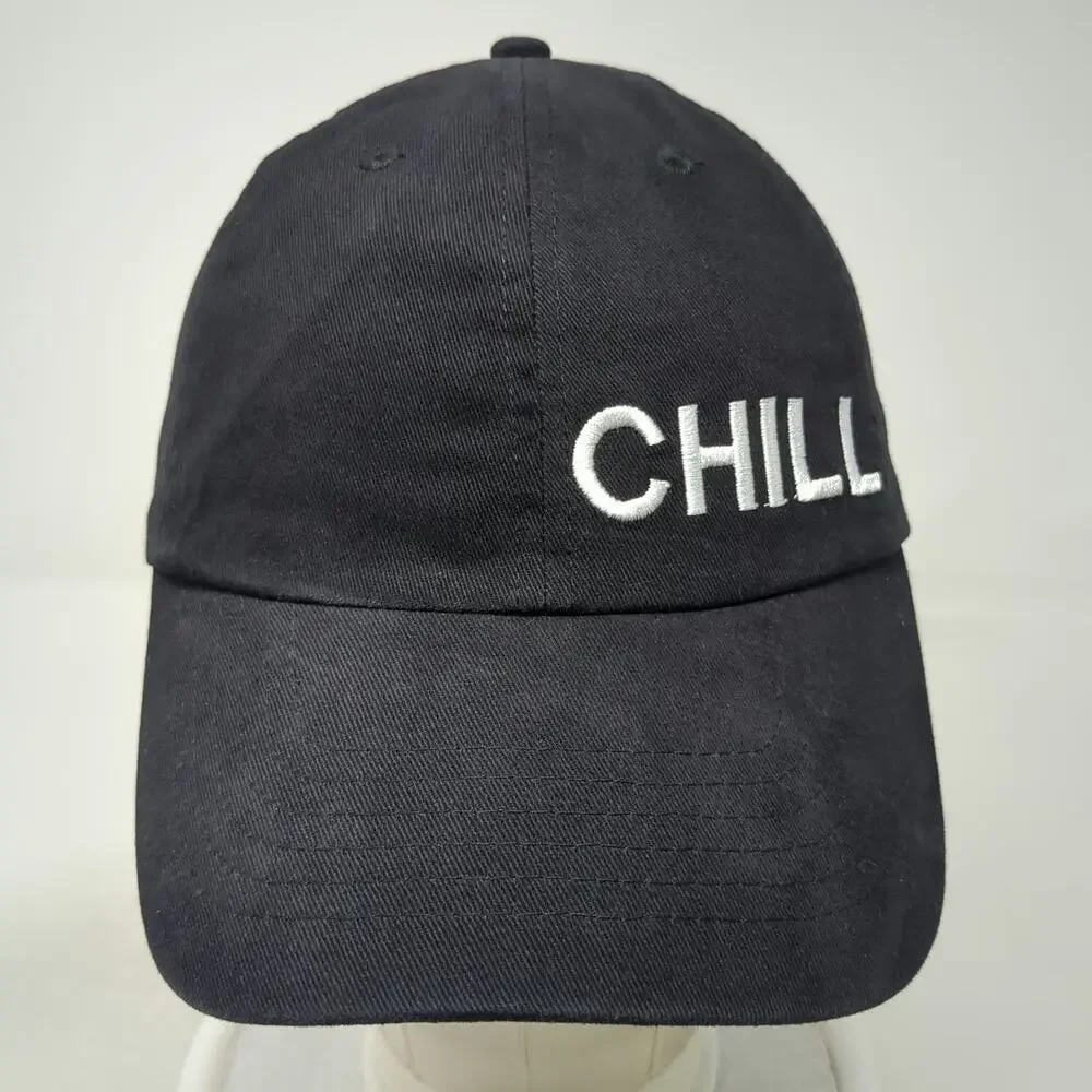 Steve Madden Baseball Cap Black One Size Chill Embroidered Slideback Hat
